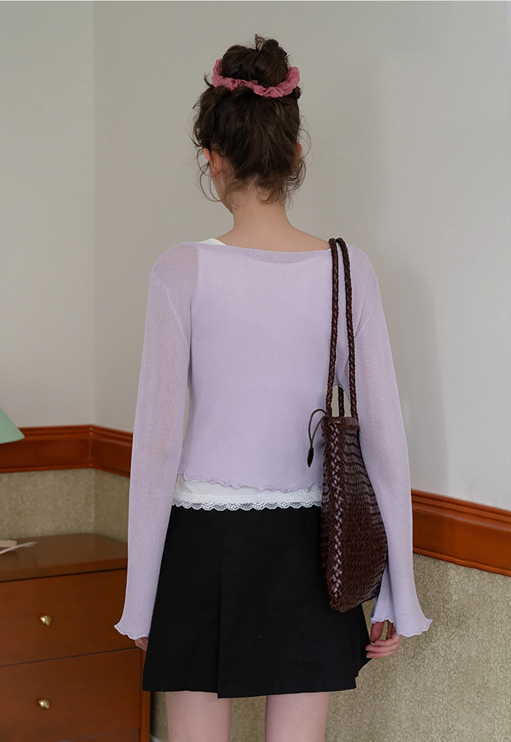 Lilac Tie-Front Knit Cardigan