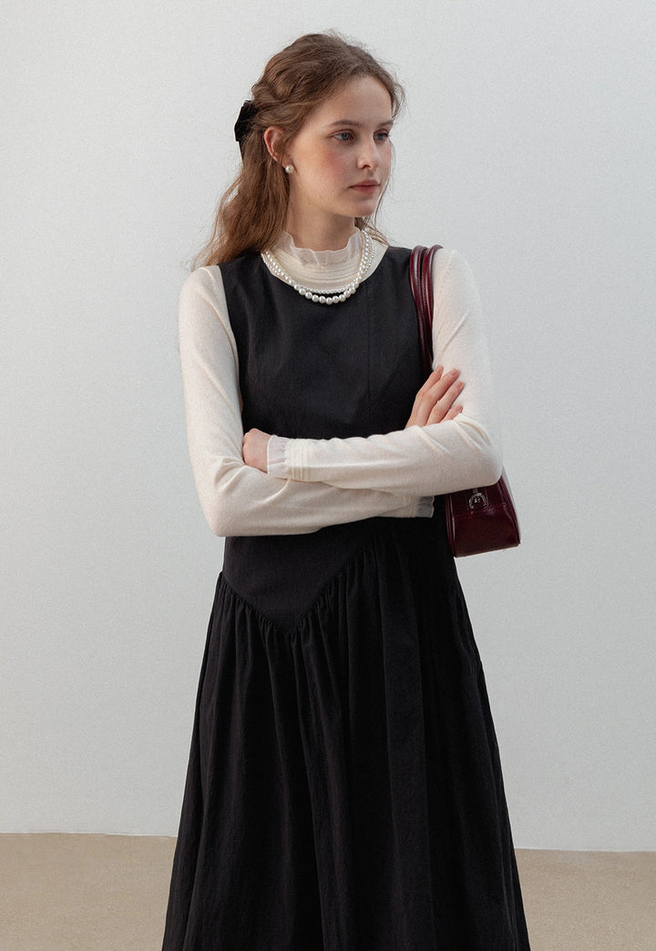 Black Midi Dress With A Layered