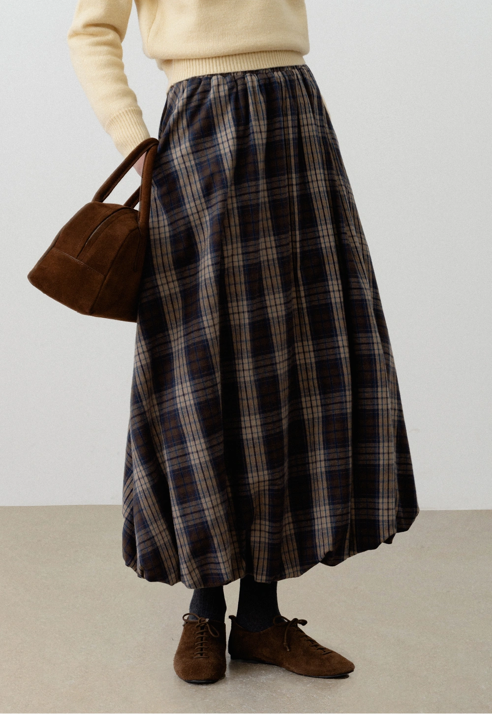 Women's Plaid A-Line Midi Skirt