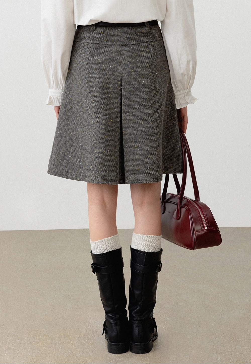 Women's Wool Pleated Mini Skirt