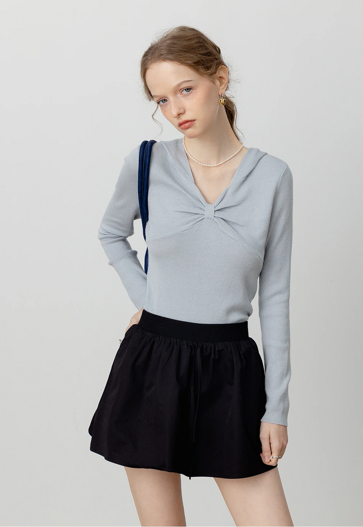 Women's Hooded Twist-Knot Knit Top