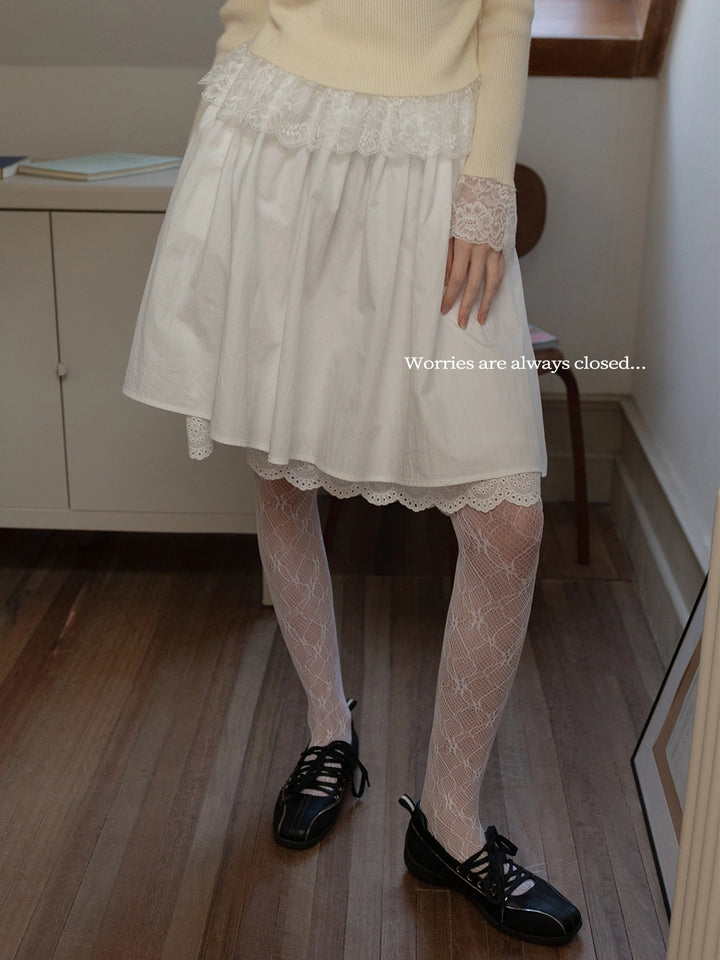 Women’s Layered Eyelet Hem Skirt