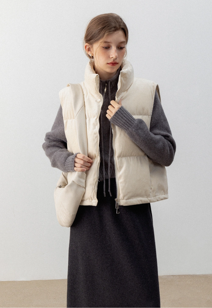 Puffer Vest with High Neck and Zip Closure