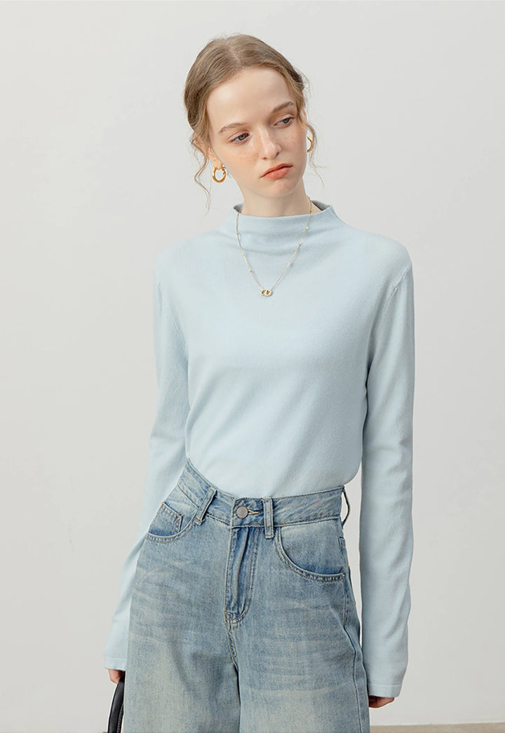 Long-Sleeve Mock Neck Top