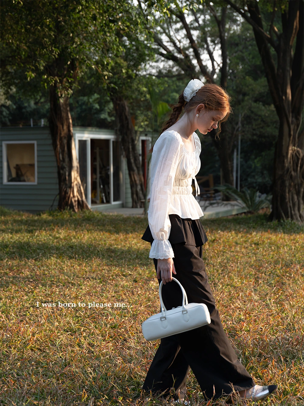 Women’s White Shirred Tie-Front Blouse