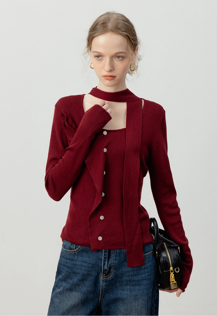 Elegant Ruffled Knit Cardigan