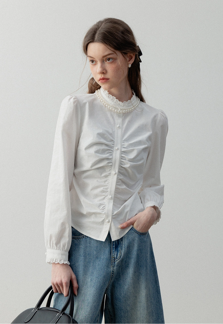 Women's Lace Collar Cotton Blouse