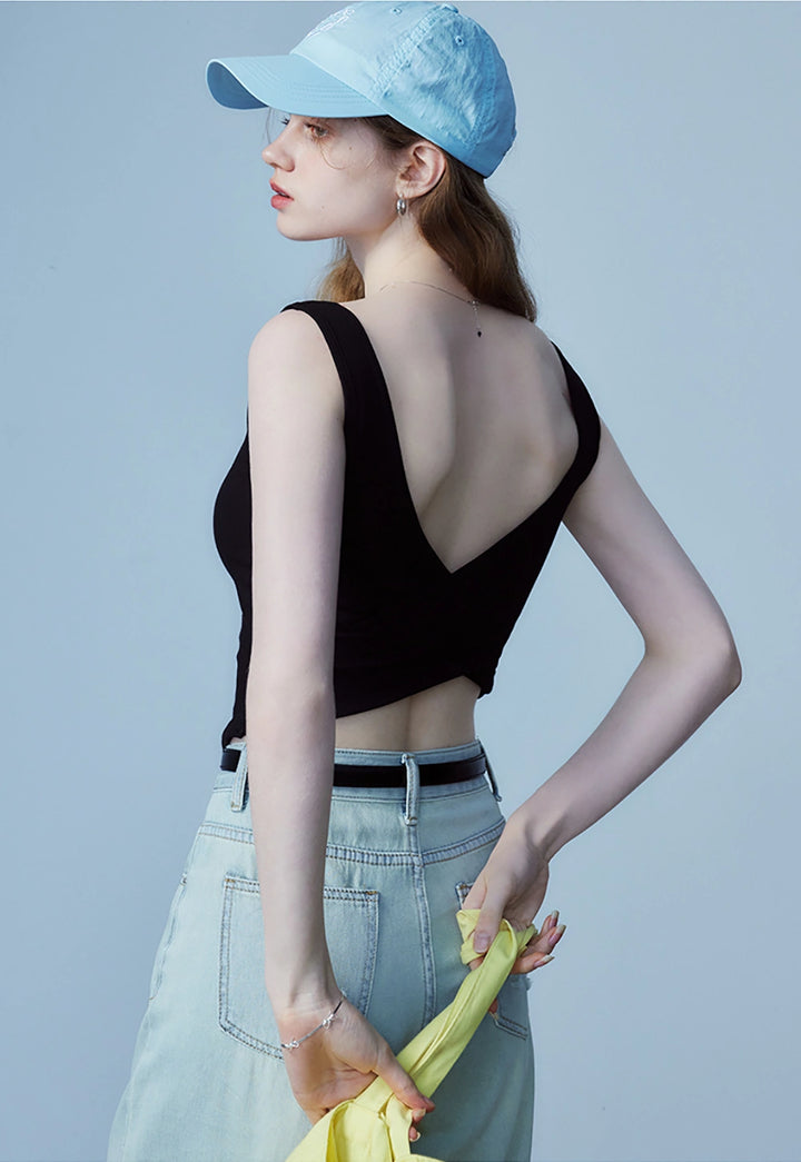 Áo ba lỗ có gân cho nữ - Crop Top dệt kim không tay