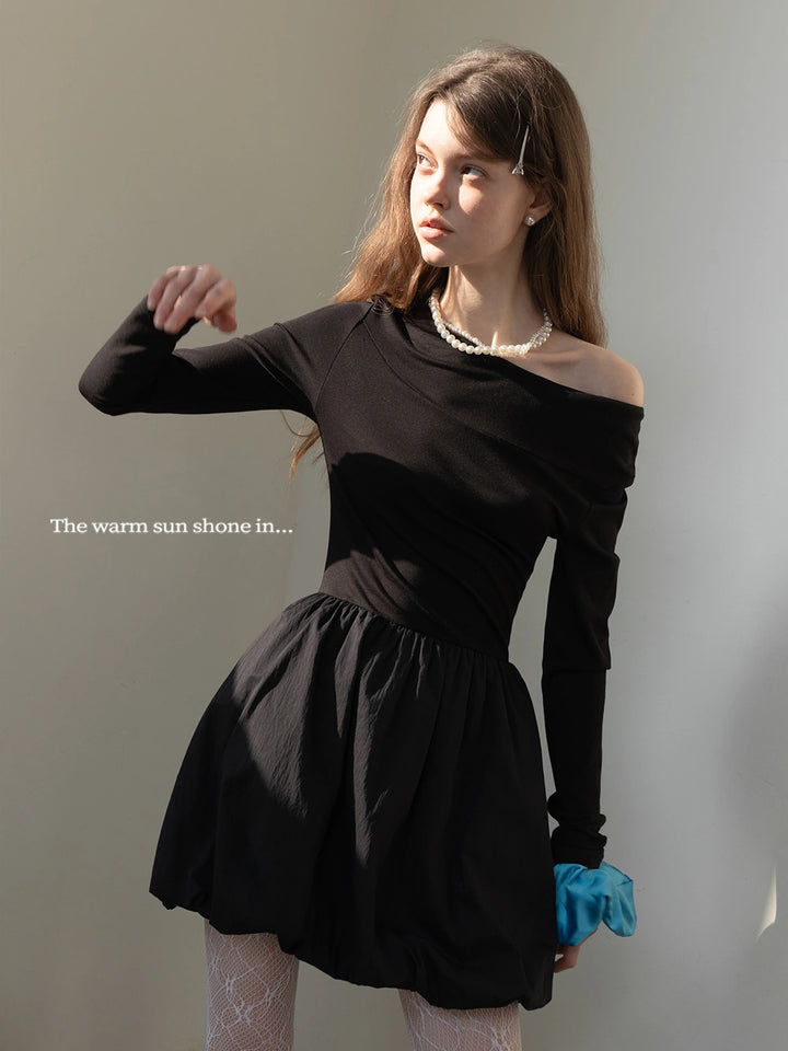 Women's Bow-Tie Collar Long Sleeve Dress