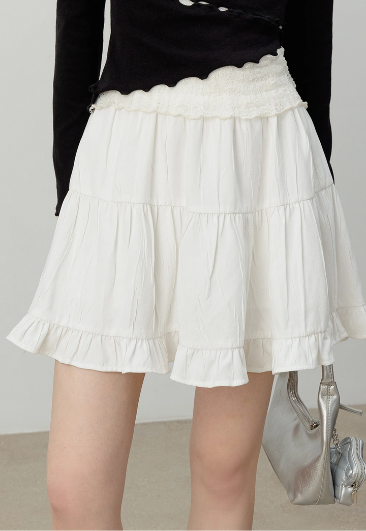 Women's Tiered Ruffle Mini Skirt – High-Waisted Flowy Skirt