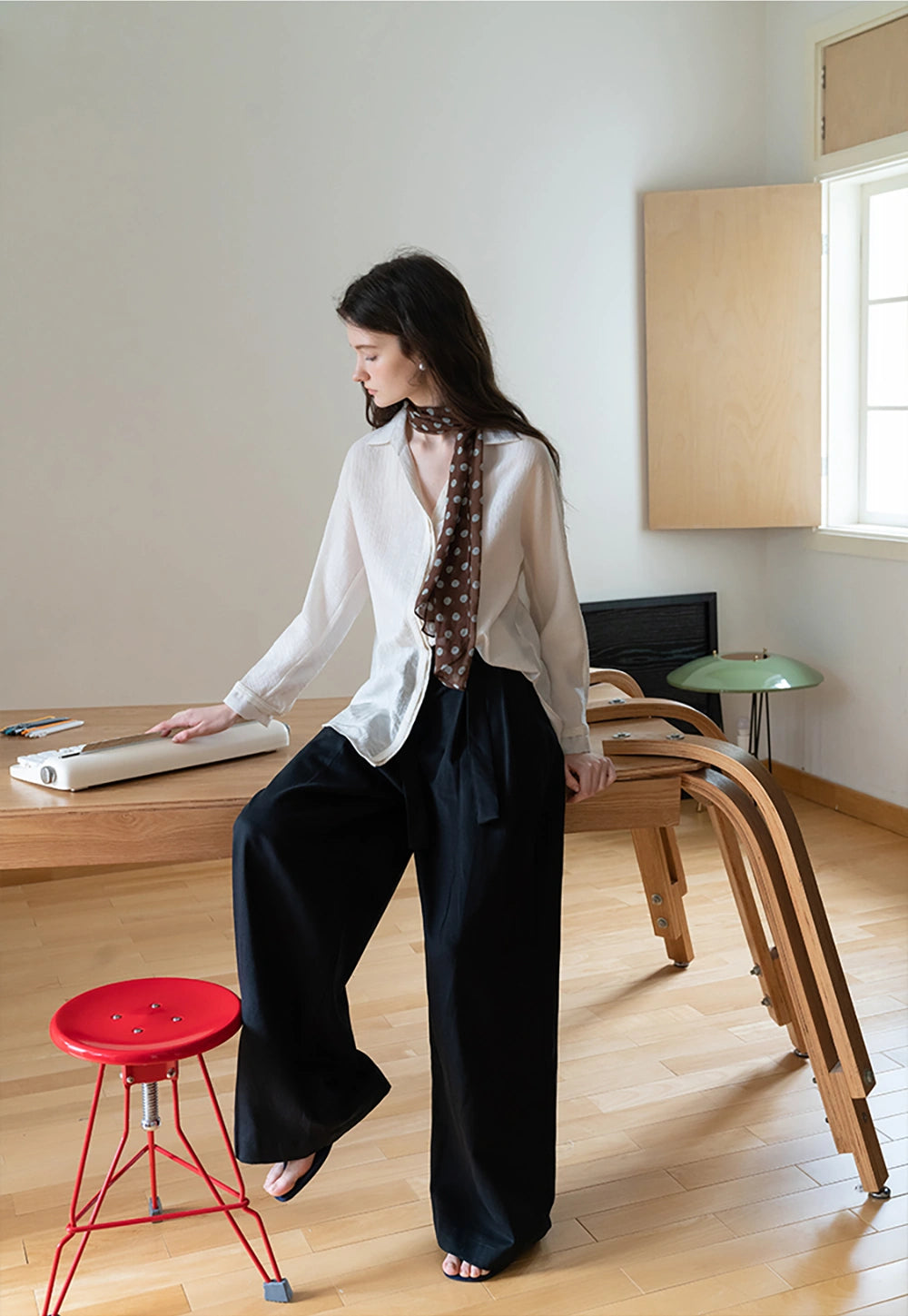 Wide-Leg Trousers with Belted Waist