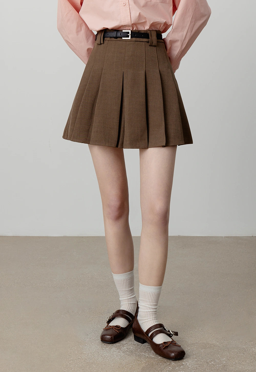 Women's Belted Pleated Skirt