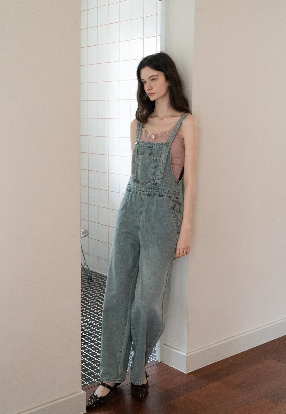 Straight-Leg Loose Fit Denim Overalls