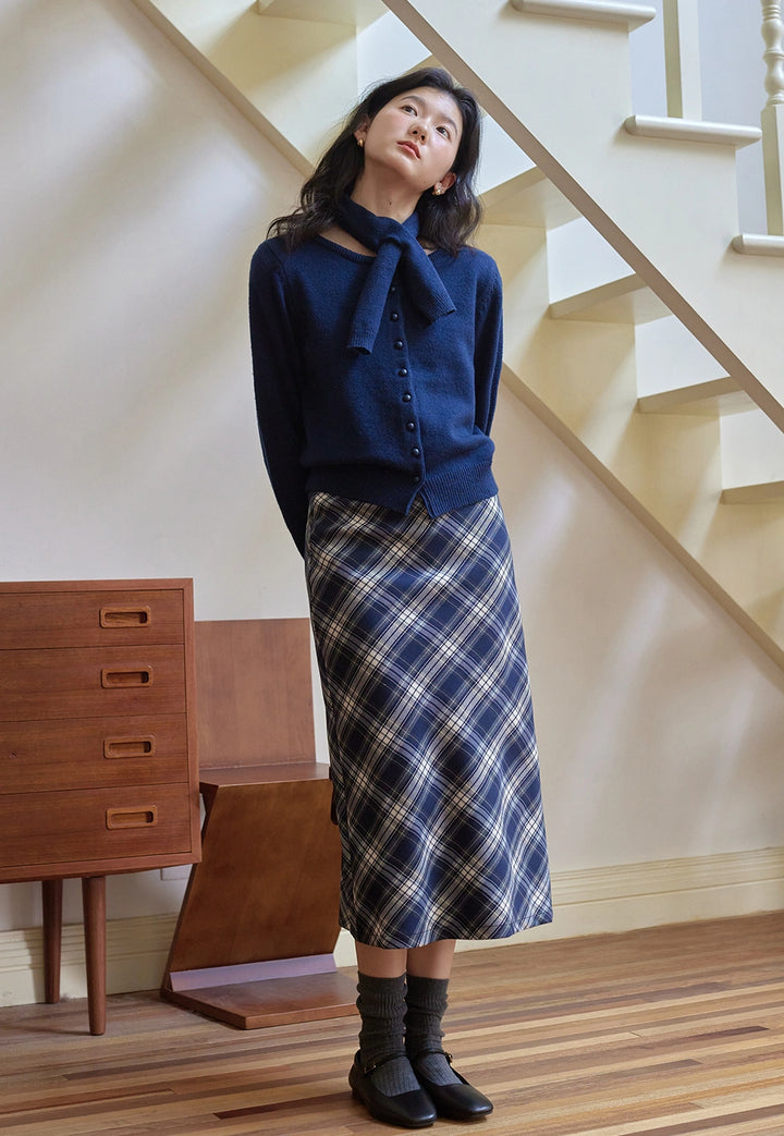 Women's Checkered Midi Skirt