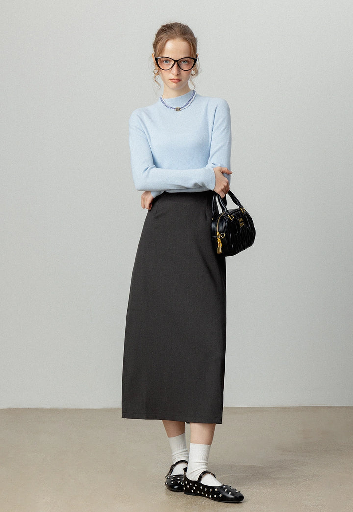 High-Waisted Midi Pencil Skirt