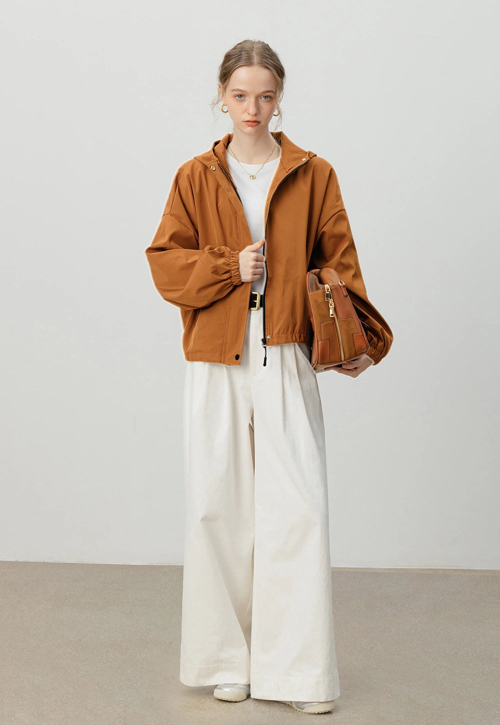 High-Waist Wide-Leg Pants with Button Detail