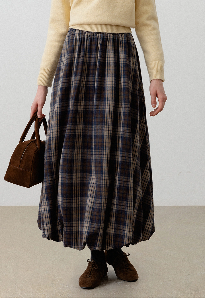 Women's Plaid A-Line Midi Skirt