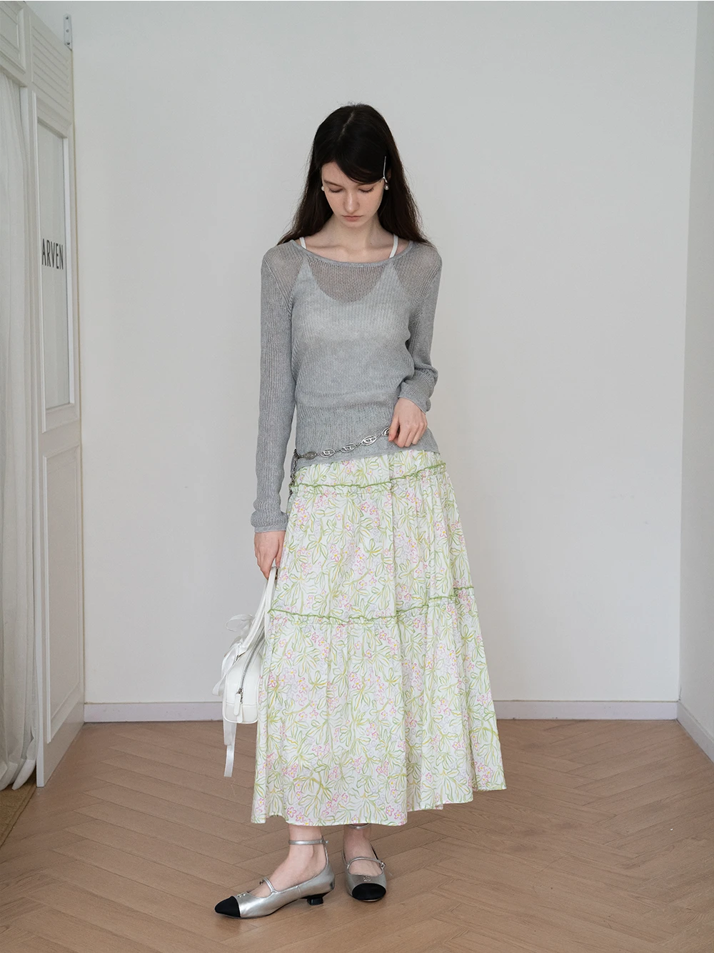 Women's Floral Tiered Maxi Skirt