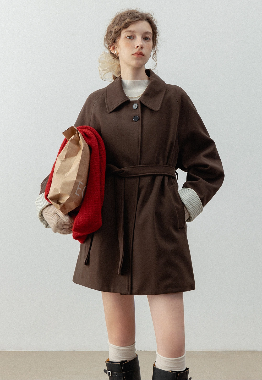 Women's Belted Wool Blend Coat