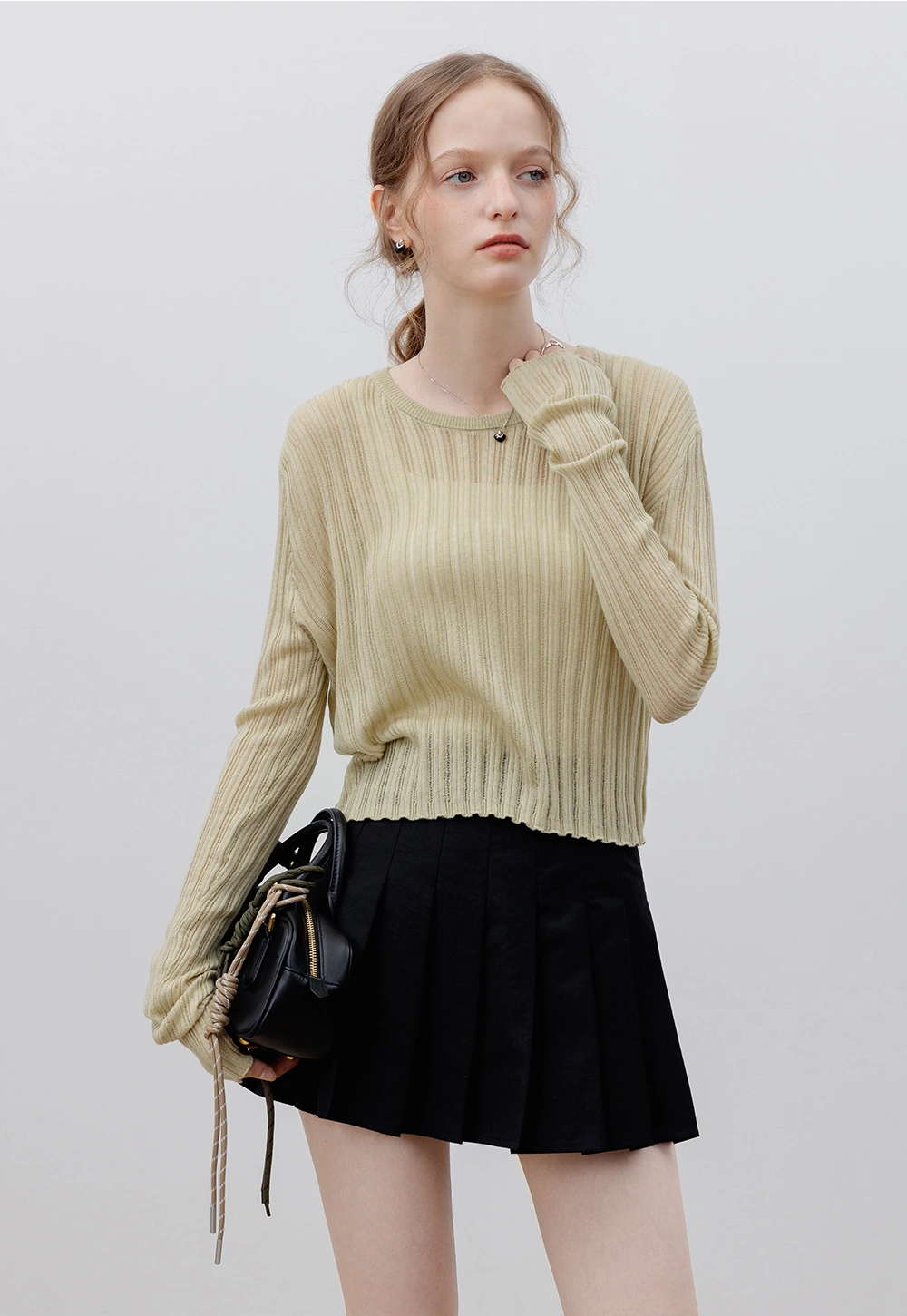 Women's Long-Sleeve Ribbed Knit Top