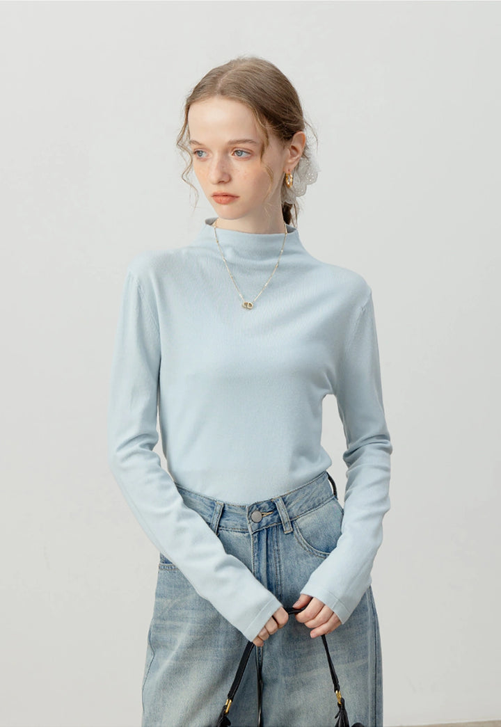 Long-Sleeve Mock Neck Top