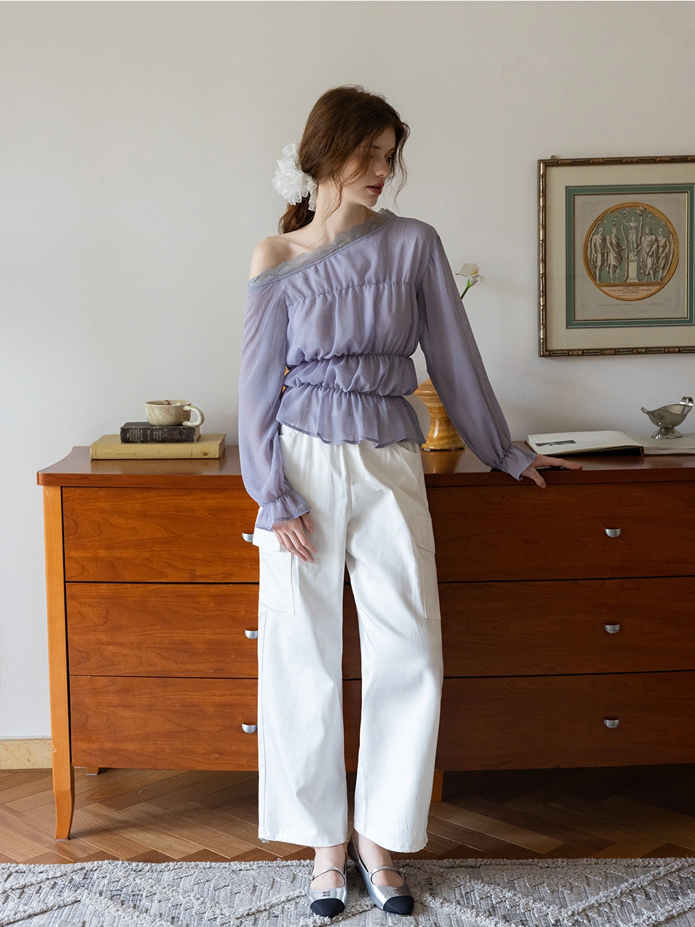 Wide-Leg Cargo Pants with Elastic Waist