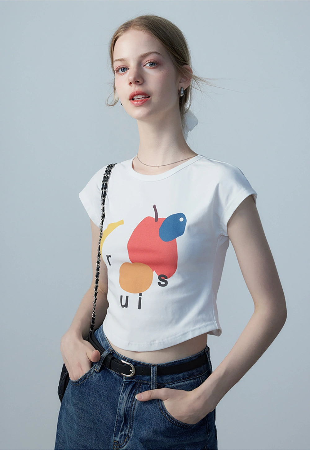 Women's Strawberry Graphic Print Cropped T-Shirt