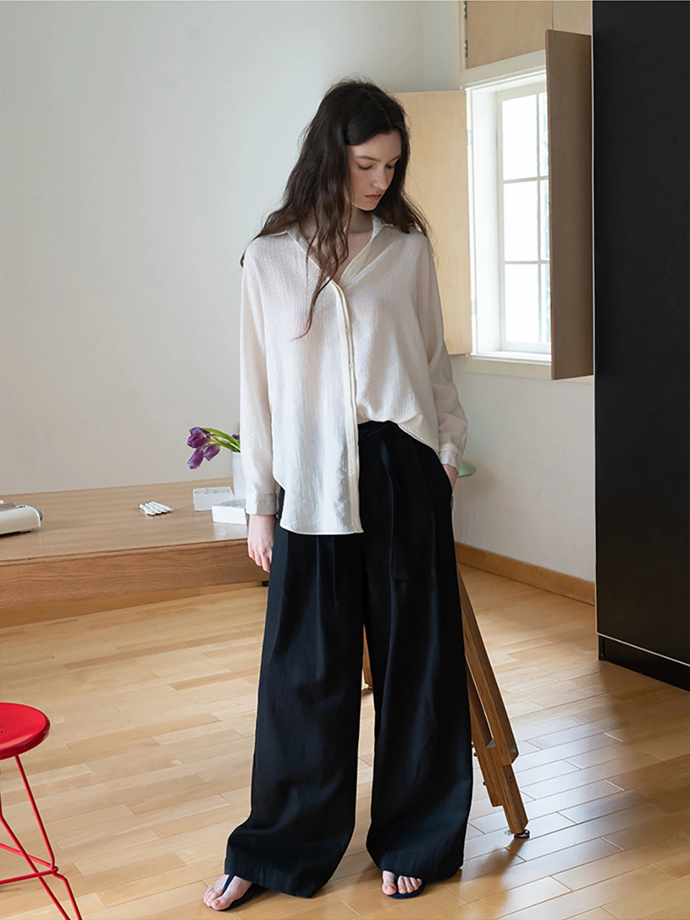 Wide-Leg Trousers with Belted Waist