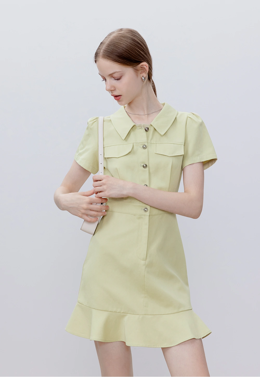 Women's Short Sleeve Button Down Dress