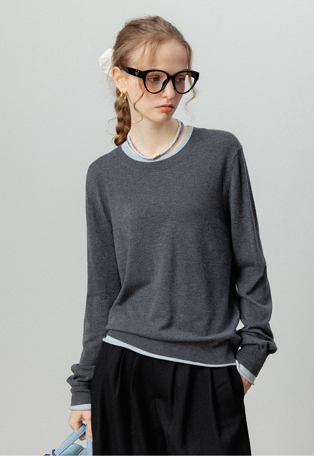 Women's Contrast Stitch Knit Top