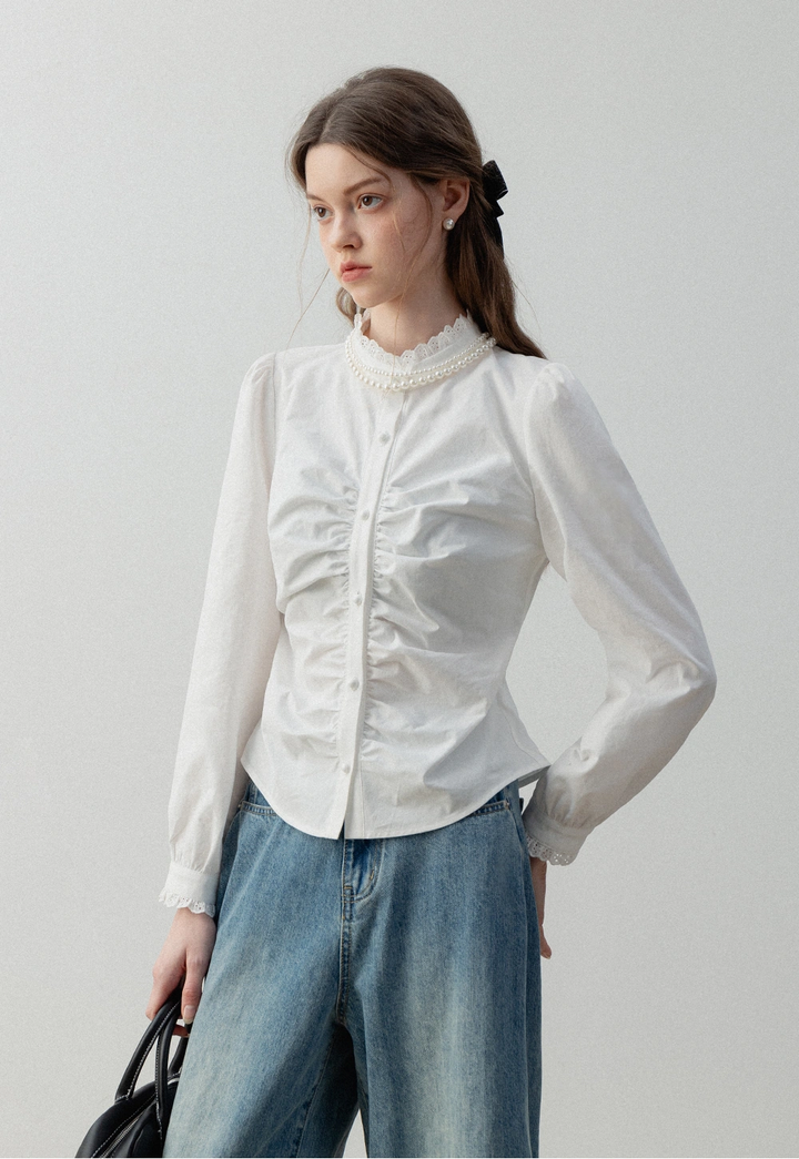 Women's Lace Collar Cotton Blouse