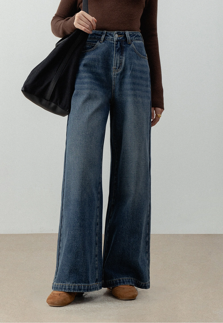 High-Waisted Wide-Leg Denim Jeans