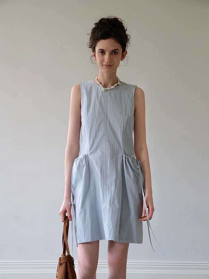 Sleeveless Drawstring Waist A-Line Dress