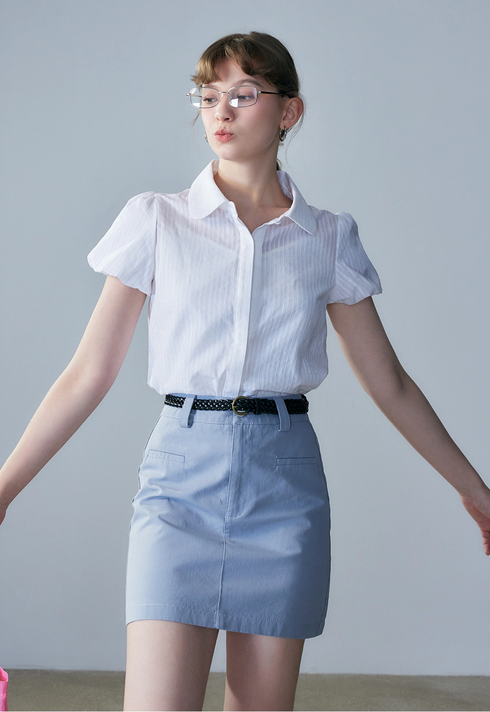 Women's Puff Sleeve Button-Up Blouse