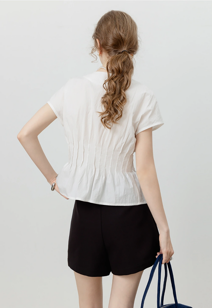 Women's White Bow-Tie Front Blouse