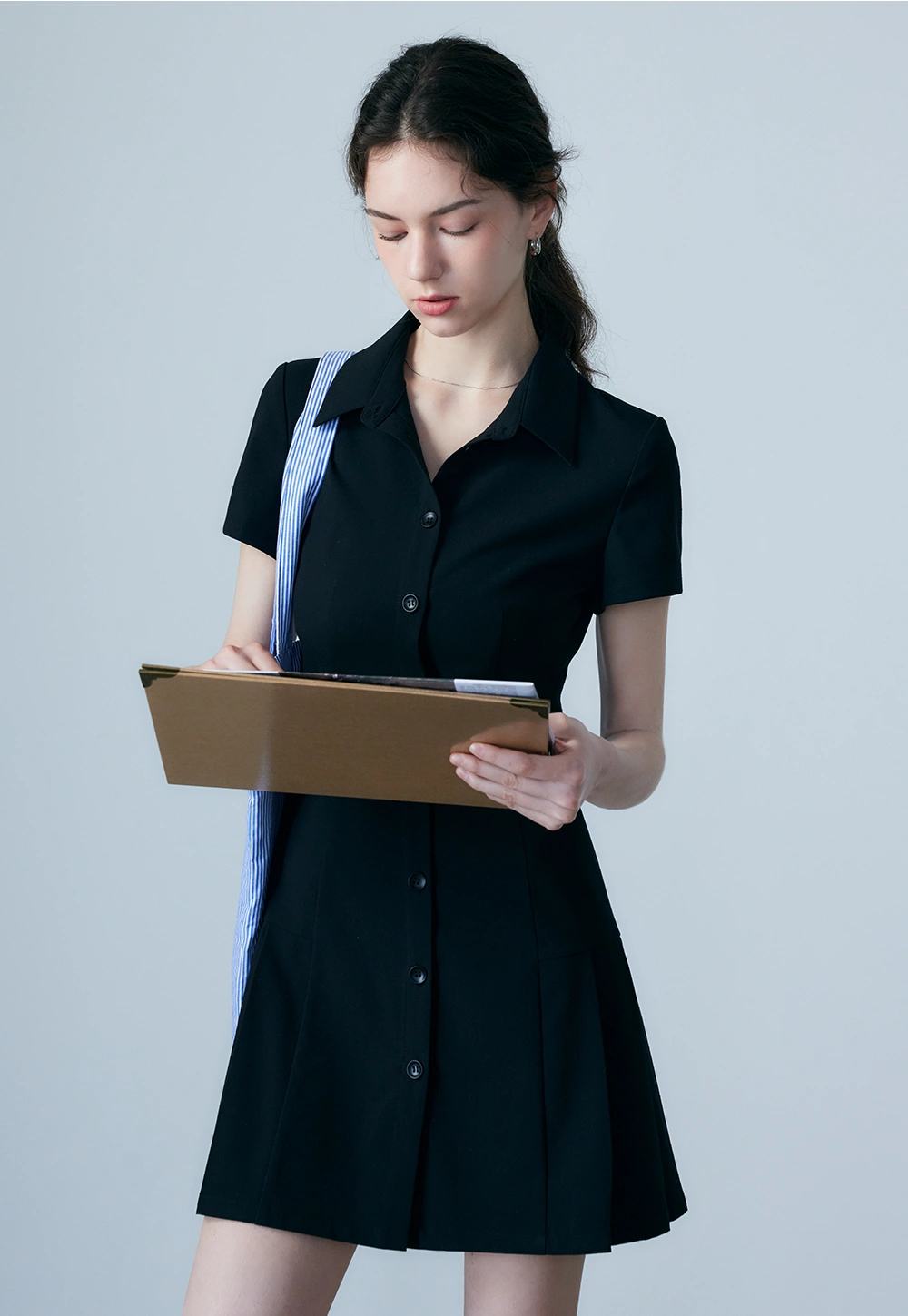 Robe chemise à manches courtes pour femmes