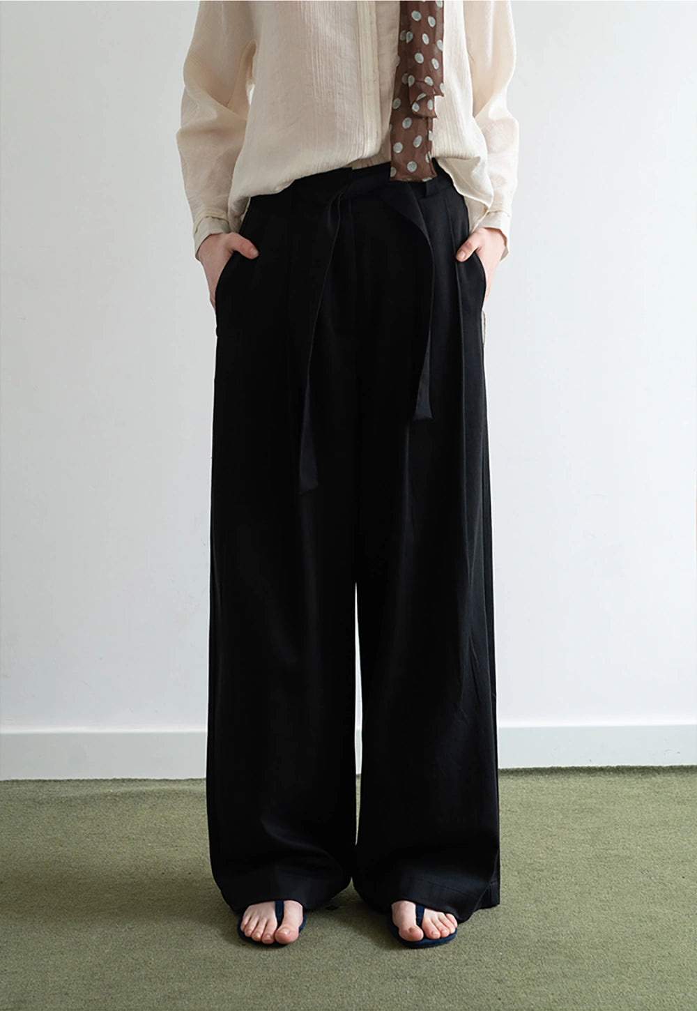 Wide-Leg Trousers with Belted Waist