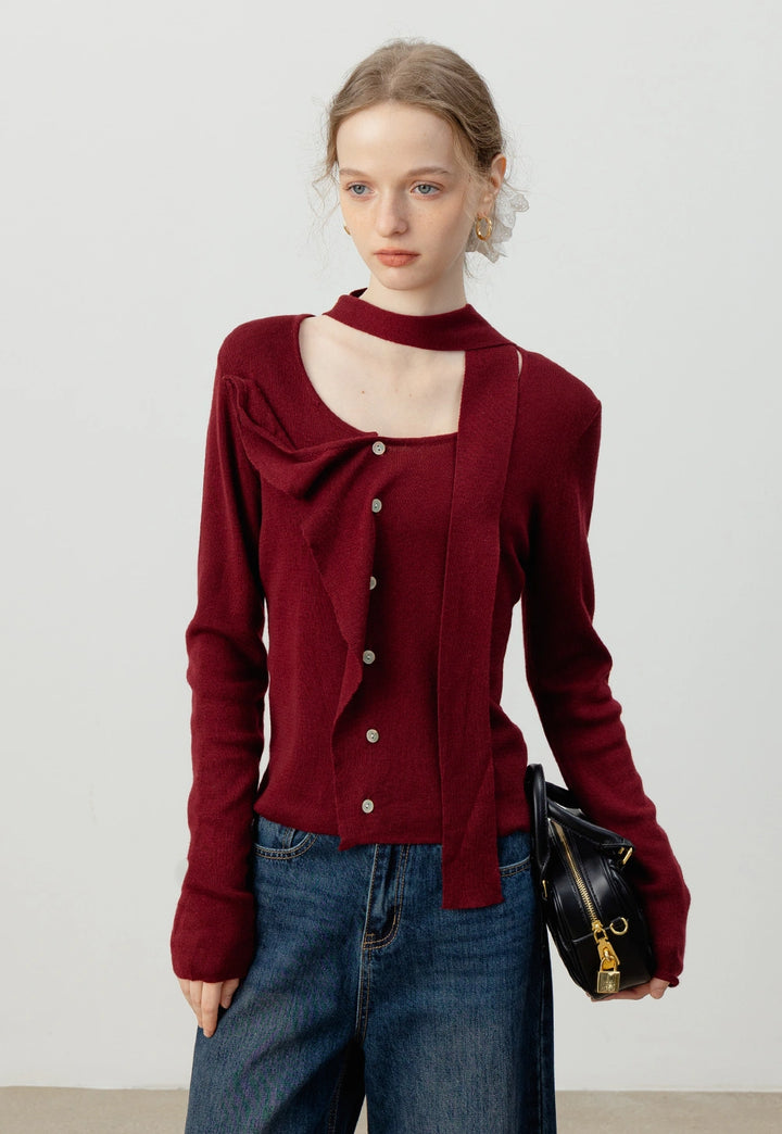 Elegant Ruffled Knit Cardigan