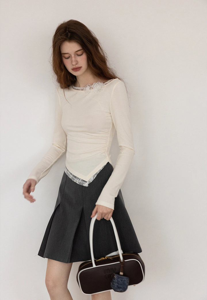 High-Waist Pleated Midi Skirt