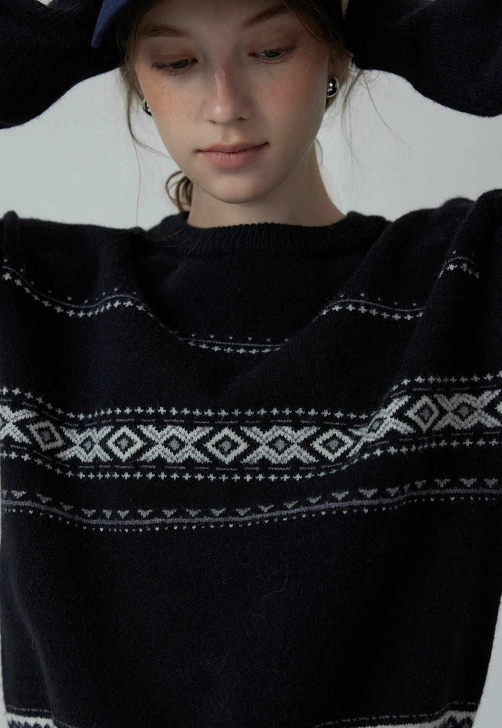 Women's Black Fair Isle Knit Sweater