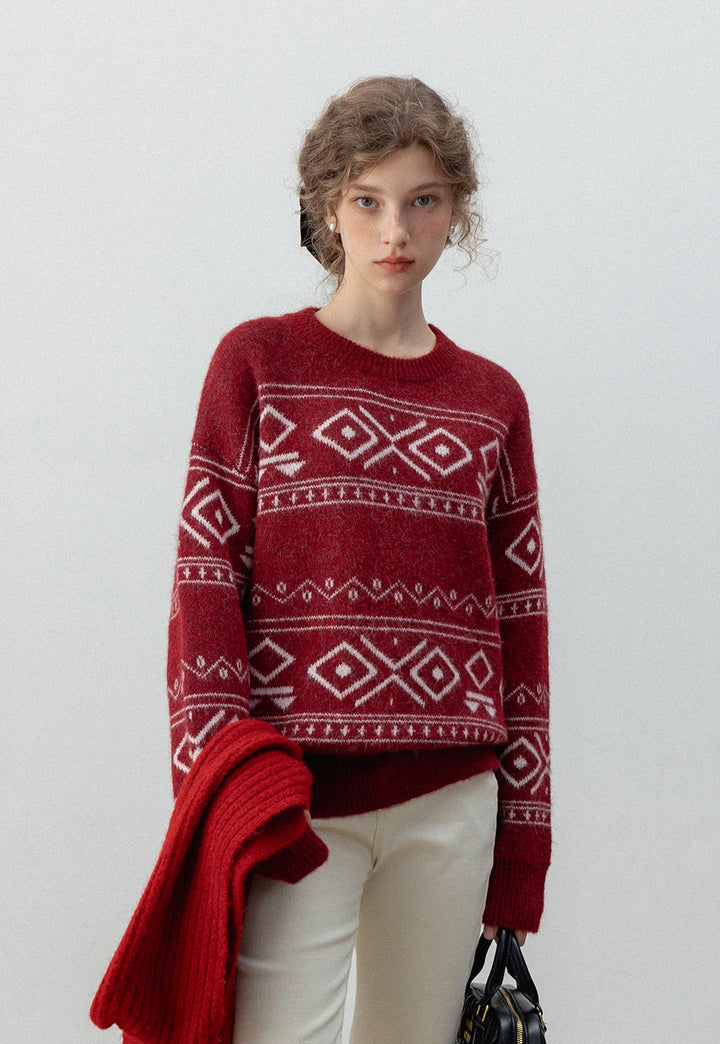 Geometric Patterned Knit Sweater