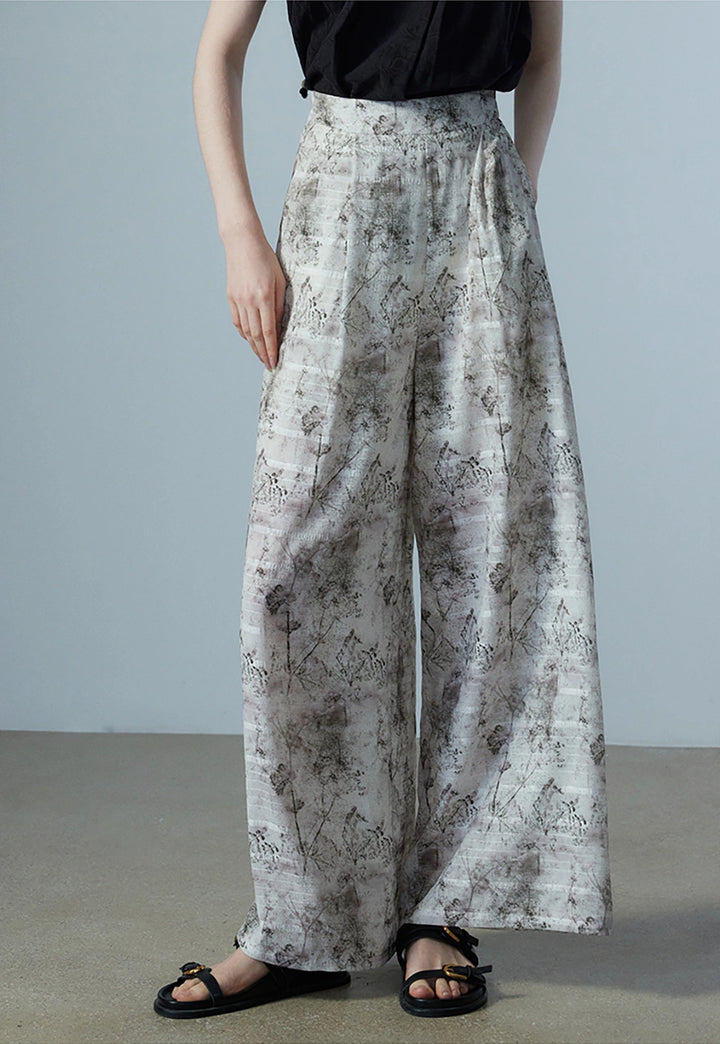 Women's Wide-Leg Printed Trousers