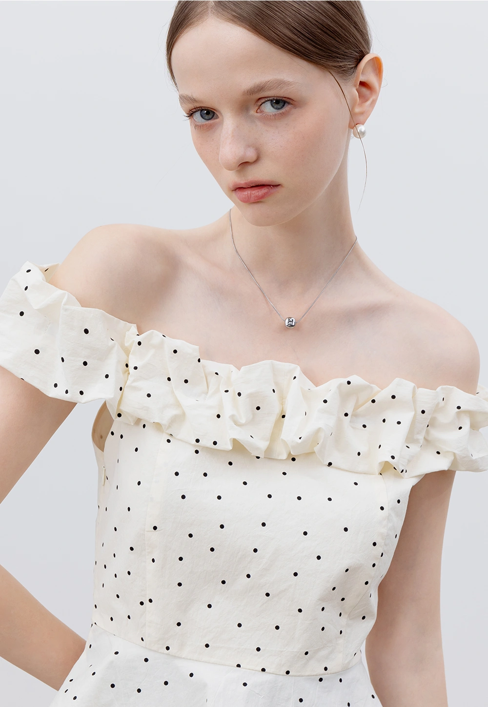 women's Polka Dot Ruffle Top