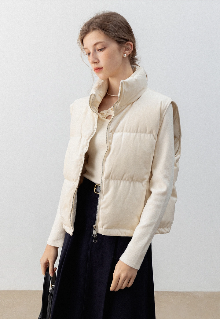 Puffer Vest with High Neck and Zip Closure