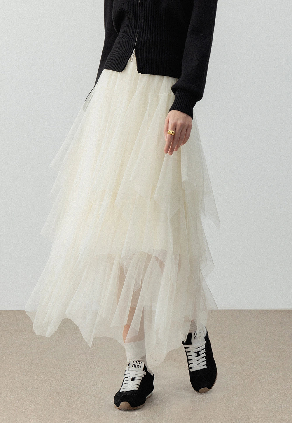 Women's Layered Tulle Midi Skirt