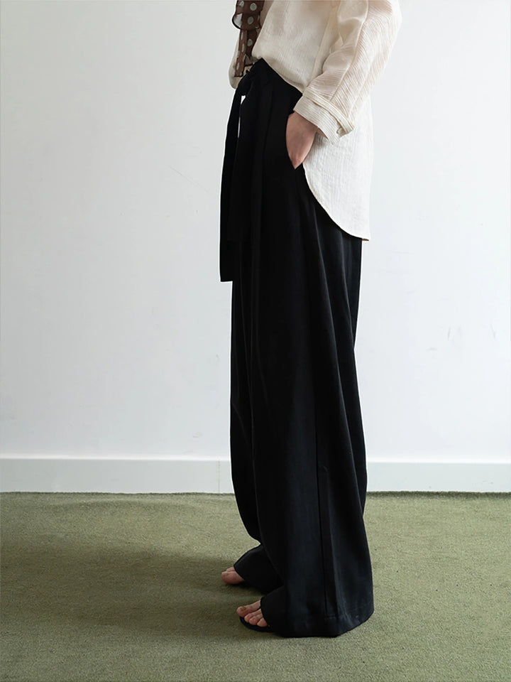 Wide-Leg Trousers with Belted Waist