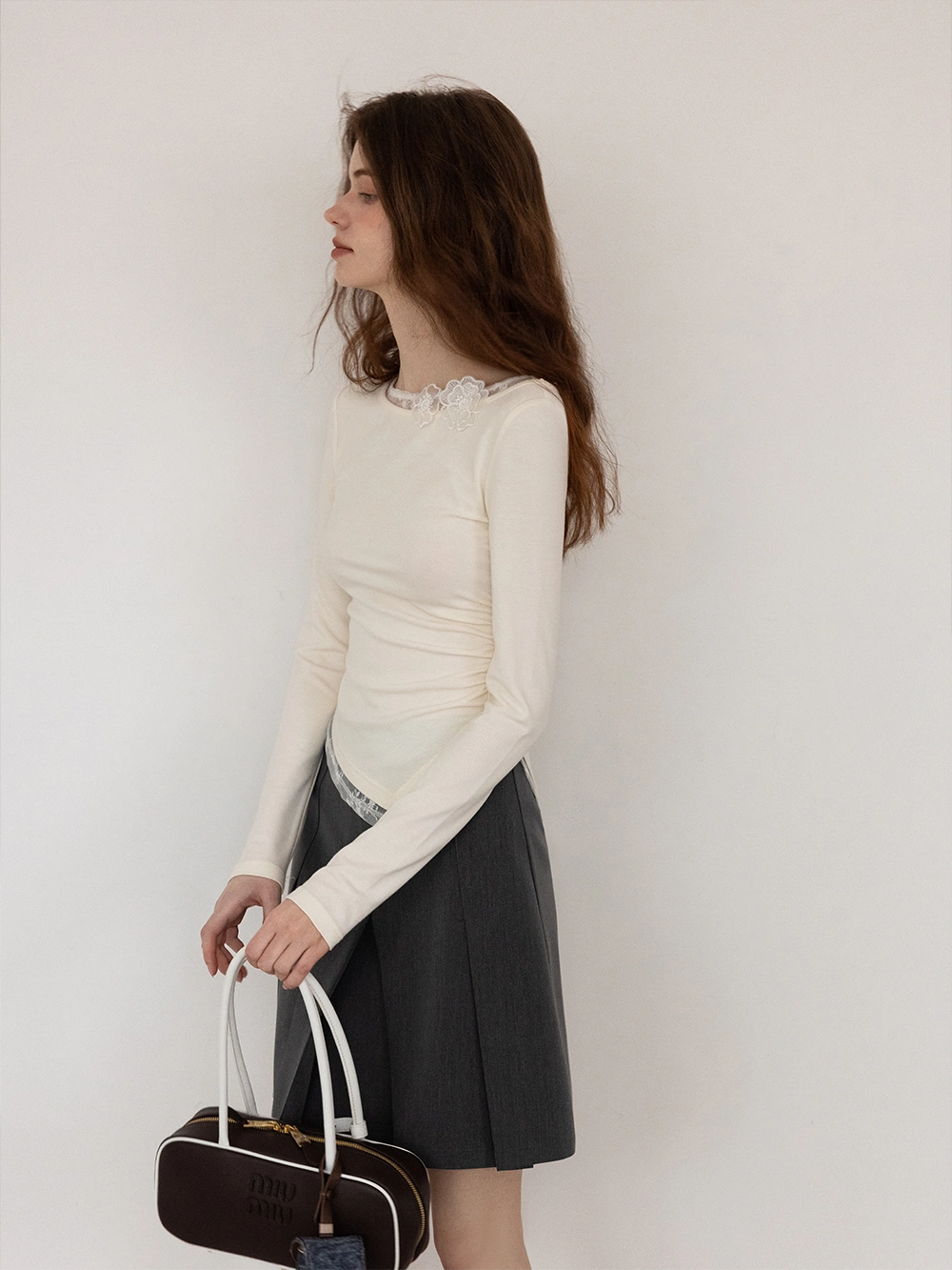 High-Waist Pleated Midi Skirt