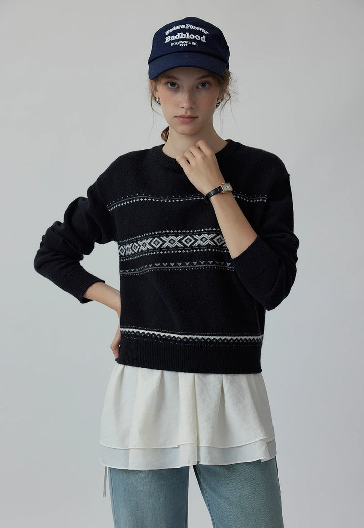 Women's Black Fair Isle Knit Sweater