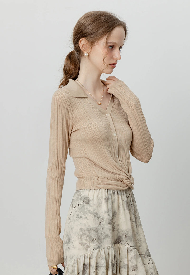 Women's Knotted Ribbed Cardigan