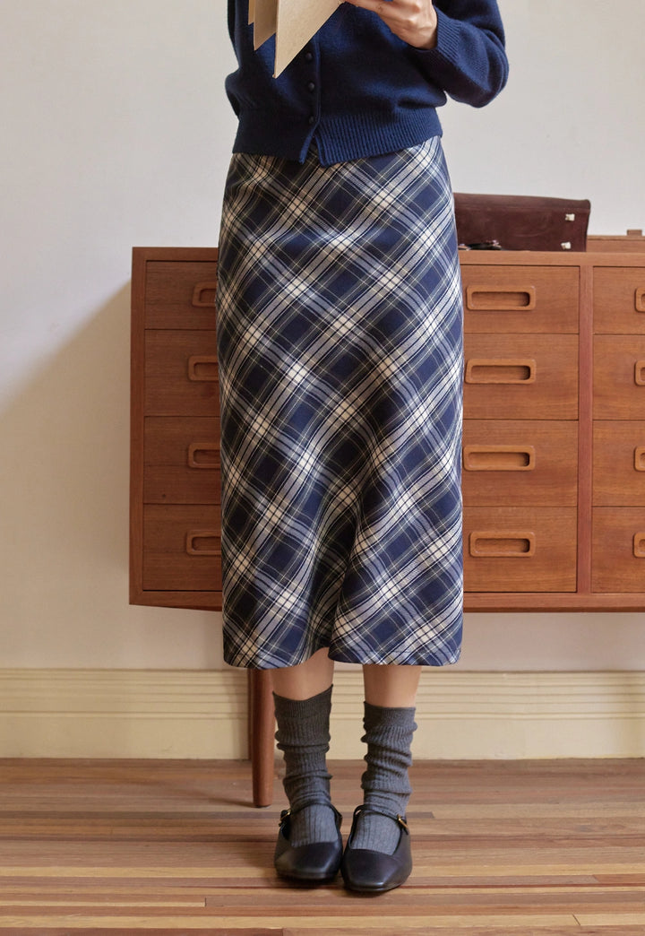 Women's Checkered Midi Skirt